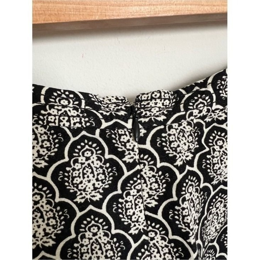 LOFT Linen Blend Black White Printed A Line Mini Skirt Size 6 Classic Chic - Picture 4 of 6